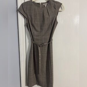 H&M Brown Checkered Midi Dress